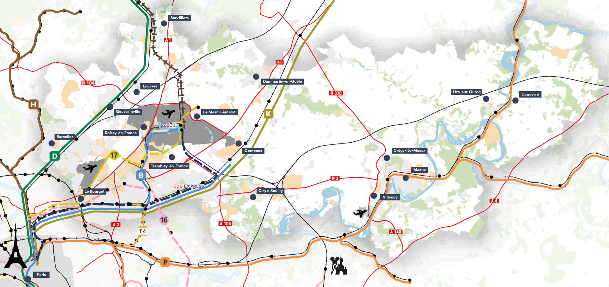 Grands axes de Paris-CDG et ses environs